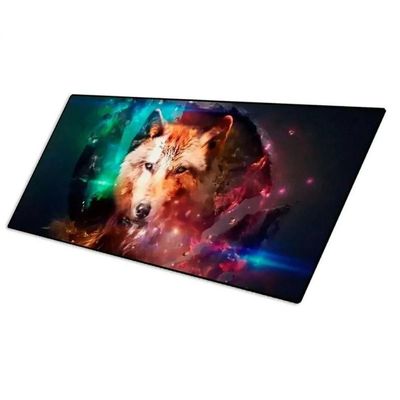 Mouse Pad Gamer Extra Grande Lobo Bordas Costuradas Base Ant