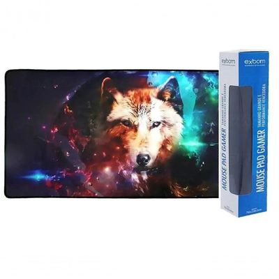 Mouse Pad Gamer Extra Grande Lobo Bordas Costuradas Base Ant