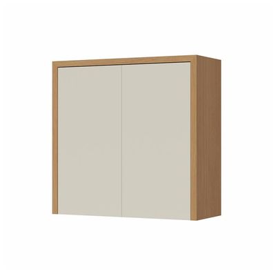 Armário Aéreo Nesher Condessa em MDF 15mm com 2 Portas e 1 Prateleira - 80cm de largura  Carvalho/Greige