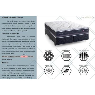 Colchão Casal Molas Maxspring C1783 Pillow Top (138x188x33) - Herval
