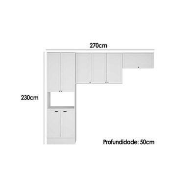 Cozinha Modulada Completa Bella 3 Peças (2Aéreos+1Paneleiro) C3P26 Branco - Carraro