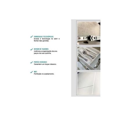 Cozinha Modulada Completa Bella 3 Peças (2Aéreos+1Paneleiro) C3P26 Branco - Carraro