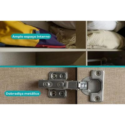 Armário Multiuso Casal 626 c/ 2 Portas e Pés Branco - Carraro