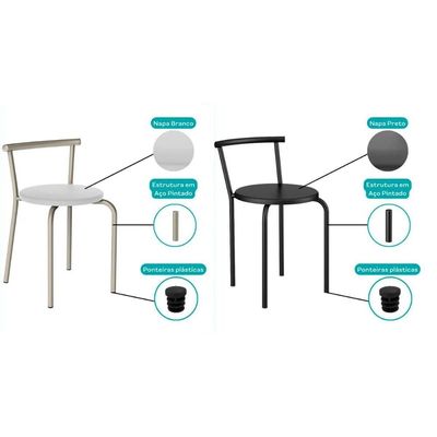 Banqueta de Cozinha 105 Kit 6 Uni Preto/Courano Preto - Carraro