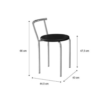 Banqueta de Cozinha 105 Kit 4 Uni Prata/Courano Preto - Carraro