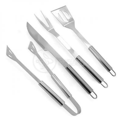 Kit Churrasco 4 Peças Em Aço Inox Com Maleta Em Alumínio