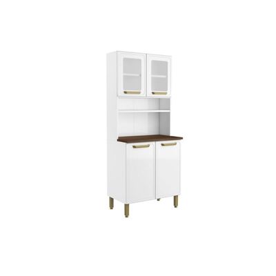 Cozinha Compacta Bella c/ 4 Portas (2 c/ Vidro) 80cm Branco - Bertolini