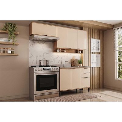 Cozinha Modulada Completa Alpha 3 Peças (2Aéreos+1Balcão) C3P30 Freijo/Off White - Carraro