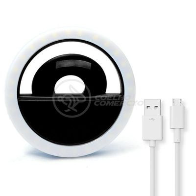 Anel De Led Luz Mini Ring Light Flash Recarregável Preto