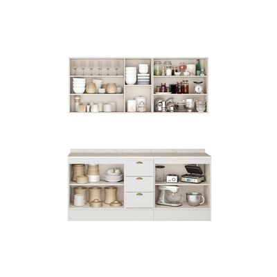 Kit Cozinha Modulada 4 Peças Bella (2Aéreos+2Balcões) C4P168 Branco - Carraro