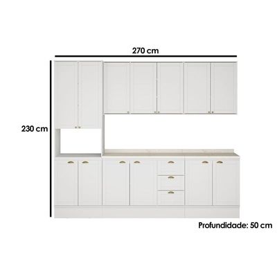 Kit de Cozinha Completa 5 Peças Bella (2Aéreos+2Balcões+1Paneleiro) C5P121 Branco - Carraro