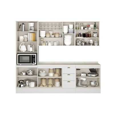 Kit de Cozinha Completa 5 Peças Bella (2Aéreos+2Balcões+1Paneleiro) C5P121 Branco - Carraro