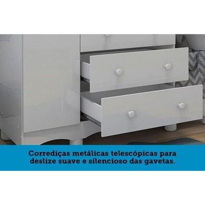 Guarda Roupa 4 Portas c/ e 3 Gavetas Júnior Branco - Peroba