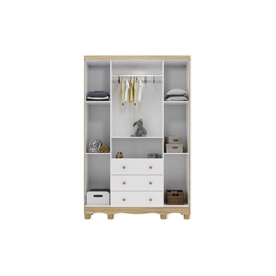 Guarda Roupa 4 Portas c/ e 3 Gavetas Júnior Branco - Peroba