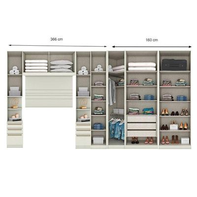Quarto Modulado Casal Ambiente 3.2 New Predileto 7 Peças Areia - Henn