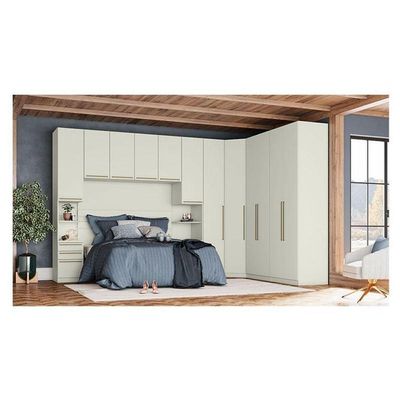 Quarto Modulado Casal Ambiente 3.2 New Predileto 7 Peças Areia - Henn