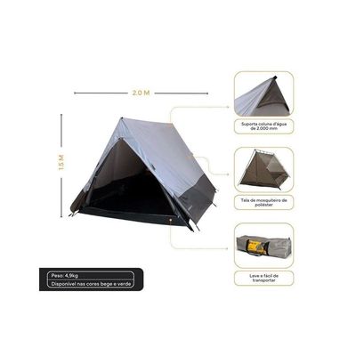 Barraca Camping Canadense 3p 2000mm Coluna Dagua Nautika