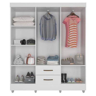 Guarda-roupa Casal 6 Portas 2 Gavetas E 5 Prateleira Lisa Mdp Branco