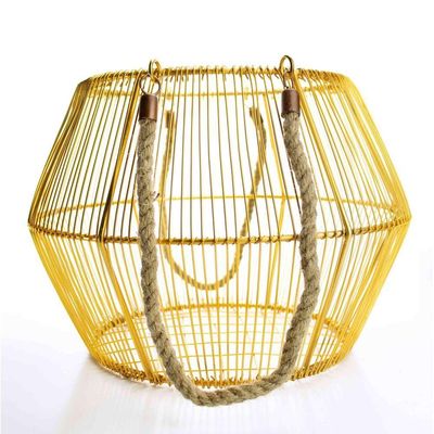 Cesto De Metal Dourado Com Alça Deda 36Cm