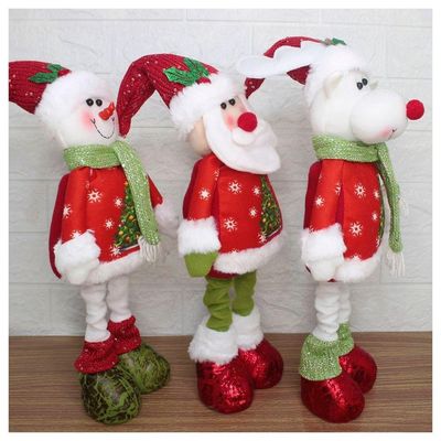 Decoração Trio Natal Papai Noel Boneco De Neve E Rena Perna Ajustável 45cm