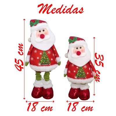 Decoração Boneco Natal Papai Noel E Boneco De Neve Perna Ajustável 45cm
