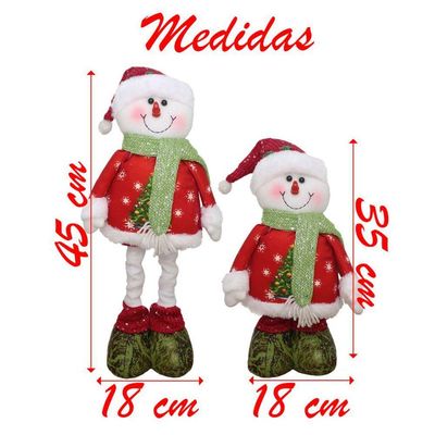 Decoração Boneco Natal Papai Noel E Boneco De Neve Perna Ajustável 45cm