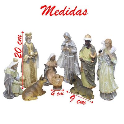 Decoração Enfeite Natal Presépio Natalino Resina 9 Peças