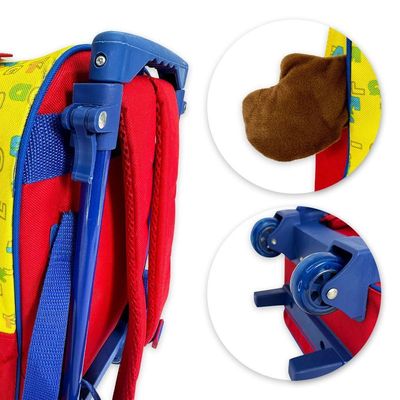 Mochila Infantil Escolar Ursinho Rodinha Amarela E Vermelha
