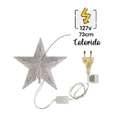 Estrela Ponteira Led Pisca Pisca Colorido Para árvore Natal