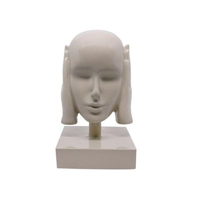 Escultura Máscara Rosto Surdo Nude Em Cerâmica 25X15cm