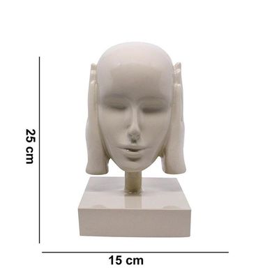 Escultura Máscara Rosto Surdo Nude Em Cerâmica 25X15cm