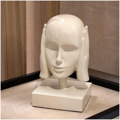 Escultura Máscara Rosto Surdo Nude Em Cerâmica 25X15cm