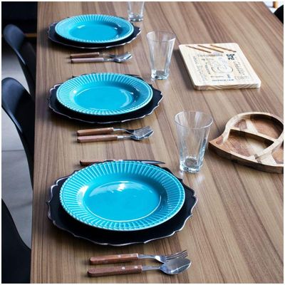 Sousplat Decorativo Preto Dourado Bordas Irregular 33cm