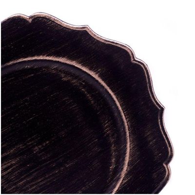 Sousplat Decorativo Preto Dourado Bordas Irregular 33cm