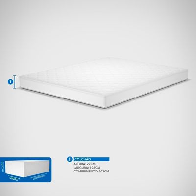 Colchão King Size Probel Guarda Costas Promiddle Espuma D28 22x193x203cm - Branco/Preto