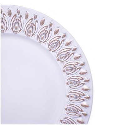 Sousplat Decorativo Branco Com Flores Em Rose 33cm