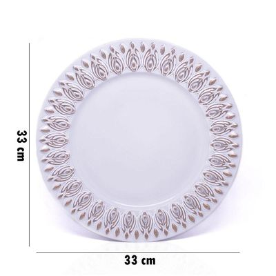 Sousplat Decorativo Branco Com Flores Em Rose 33cm
