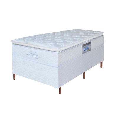 Cama Box Solteiro Umaflex Itália com Pillow Top e Molas Ensacadas 71x96x205 cm - Branco