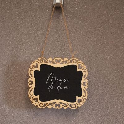 Placa Lousa De Madeira P/ Pendurar 13x15x1 Cm