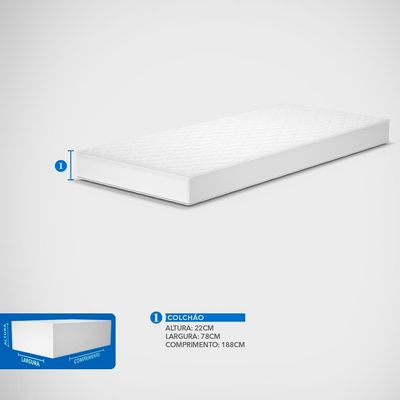 Colchão de Solteiro Probel Guarda Costas Promiddle Espuma D28 22x78x188cm - Branco/Preto