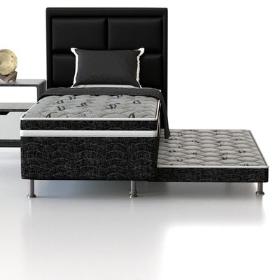 Cama Box Conjugada Solteiro Probel Platinum com Cama Auxiliar 43x88x188cm - Preta/Cinza