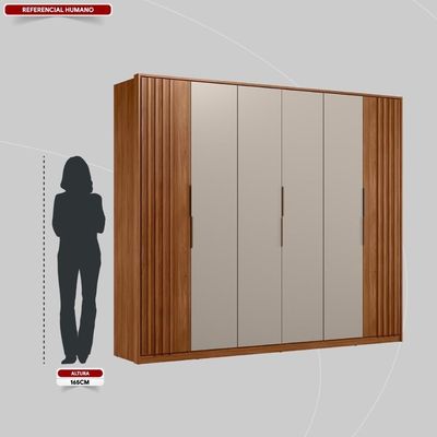 Guarda Roupa Casal 6 Portas Com Ripado E 6 Gavetas Atrice - Nogueira-nude Prime Tx