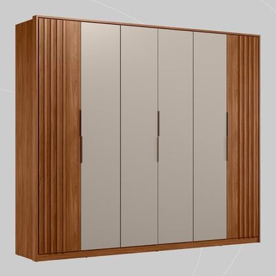 Guarda Roupa Casal 6 Portas Com Ripado E 6 Gavetas Atrice - Nogueira-nude Prime Tx
