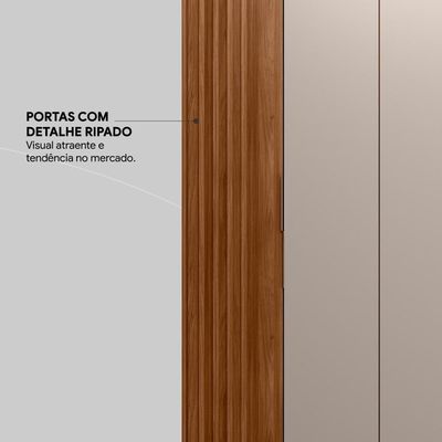 Guarda Roupa Casal 6 Portas Com Ripado E 6 Gavetas Atrice - Nogueira-nude Prime Tx