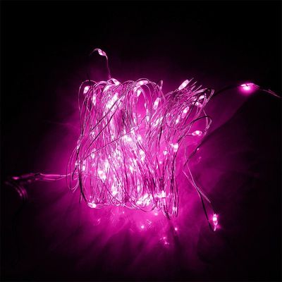 Pisca De Led Fio De Fada 20l 2 Metros A Bateria Natal Ano Novo Rosa