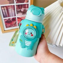Garrafinha Com Canudo Squeeze Infantil Garrafa Bebe Térmica Alça Verde