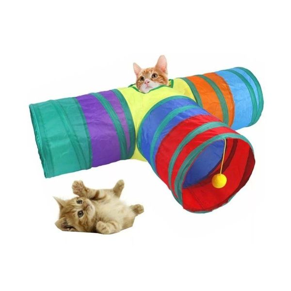 Túnel Colorido Para Gatos Em T