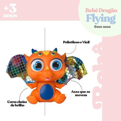Bebê Dragão Branco Ou Laranja Com Asas E Mamadeira Cor:laranja