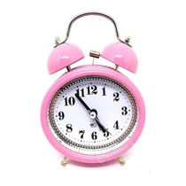 Relógio Despertador Analógico 2 Sinos Modelo Antigo Retro Rosa