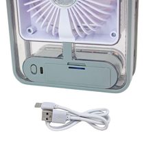 Ventilador Portatil Umidifcador Luminaria Usb De Mesa 3 Velocidades Cinza